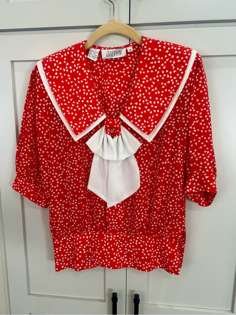 Joseph Vintage 1990’s Red and White Polka Dot Sailor Blouse